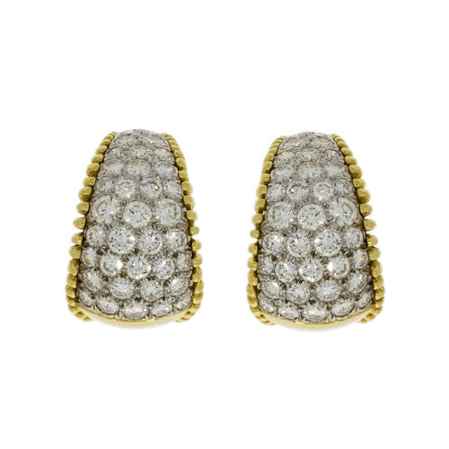 Estate Jewelry - 18K Yellow Gold Diamond pave Earrings and Ring set | Manfredi Jewels