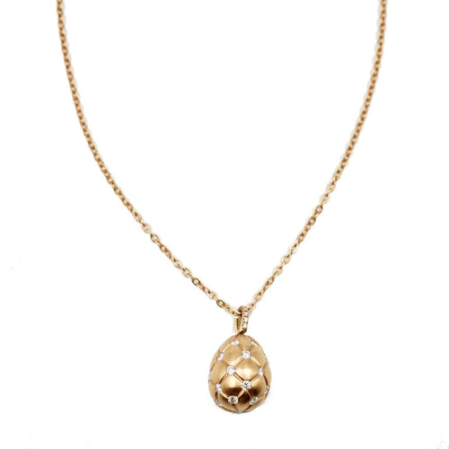 Estate Jewelry - Faberge 18K Rose Gold Egg Diamond Pendant | Manfredi Jewels