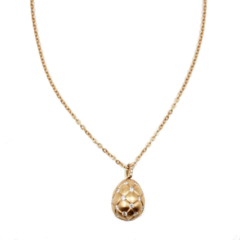 Faberge 18K Rose Gold Egg Diamond Pendant