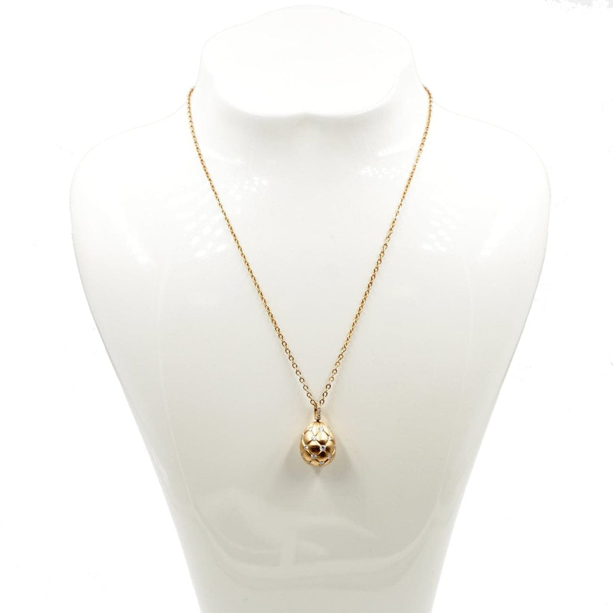 Estate Jewelry Estate Jewelry - Faberge 18K Rose Gold Egg Diamond Pendant | Manfredi Jewels