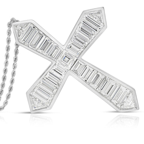 Estate Jewelry - Graff Platinum Diamond Cross Necklace | Manfredi Jewels