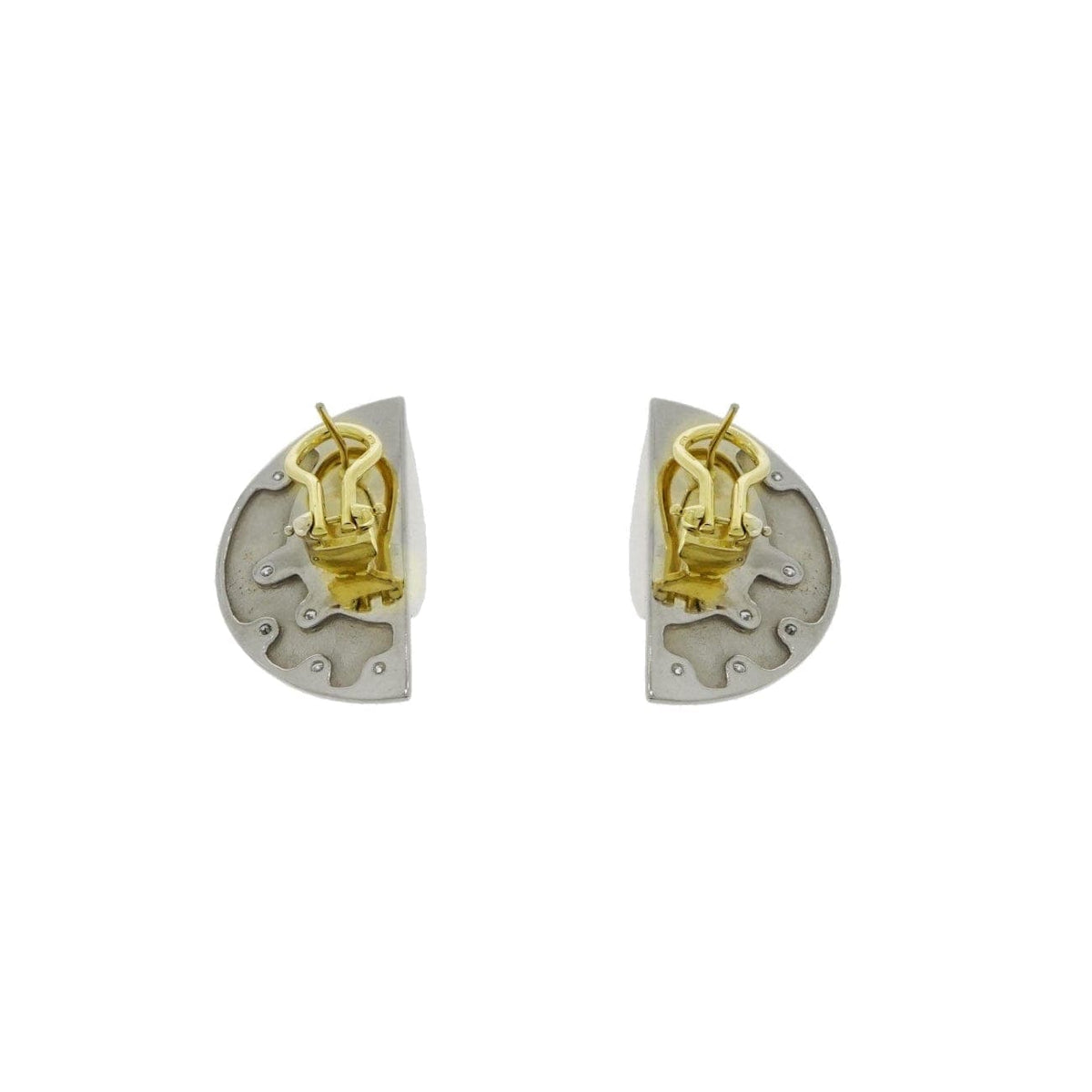 Estate Jewelry Estate Jewelry - Manfredi 18K Yellow and White Gold Half Moon Diamond Earrings | Manfredi Jewels