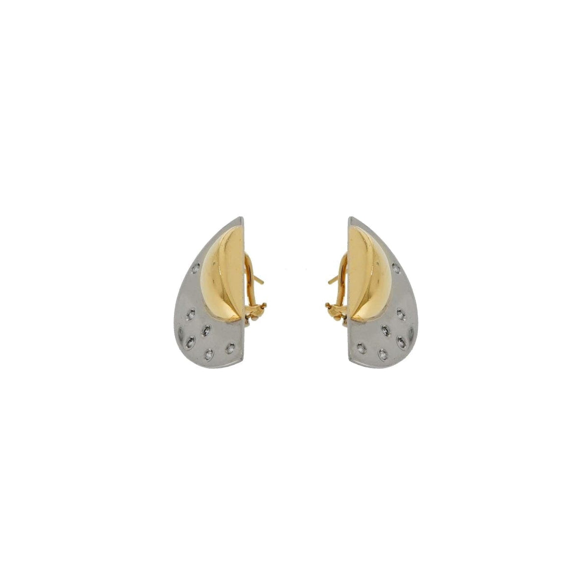 Estate Jewelry Estate Jewelry - Manfredi 18K Yellow and White Gold Half Moon Diamond Earrings | Manfredi Jewels