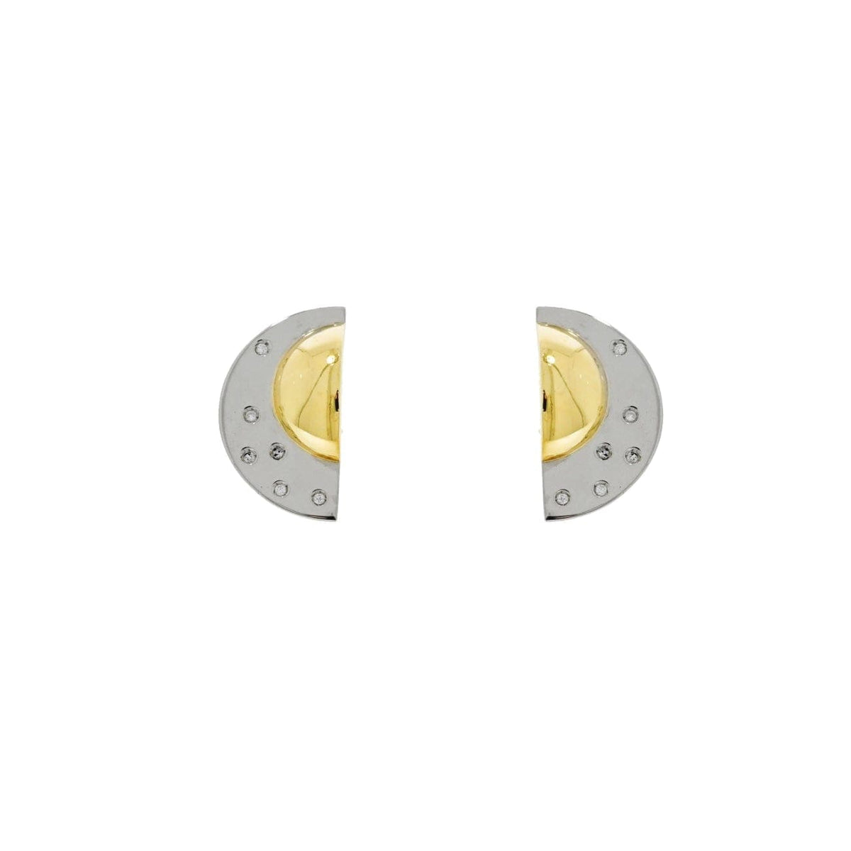 Estate Jewelry Estate Jewelry - Manfredi 18K Yellow and White Gold Half Moon Diamond Earrings | Manfredi Jewels