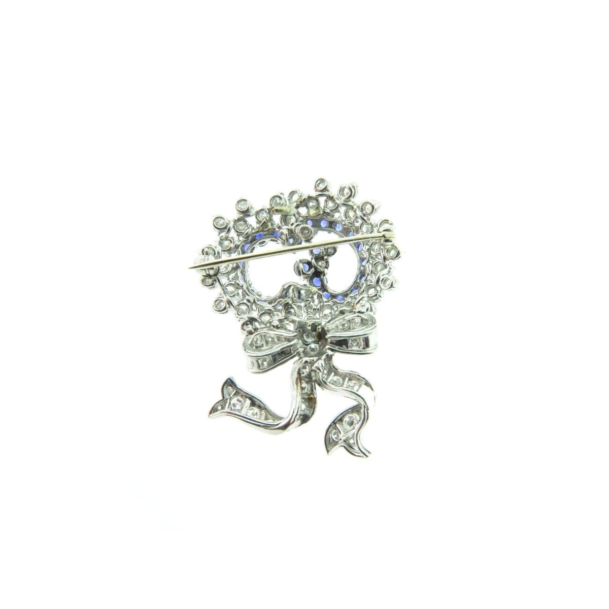 Estate Jewelry Estate Jewelry - White Gold Diamond & Sapphire Bow Brooch | Manfredi Jewels