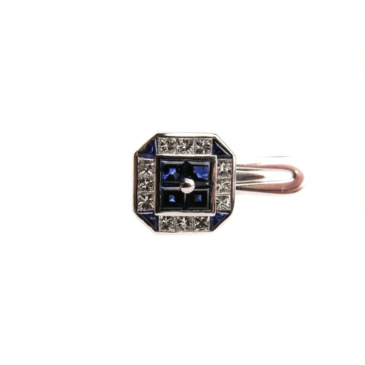 Estate Jewelry Estate Jewelry - White Gold Sapphire & Diamond Cufflinks Dress Set | Manfredi Jewels