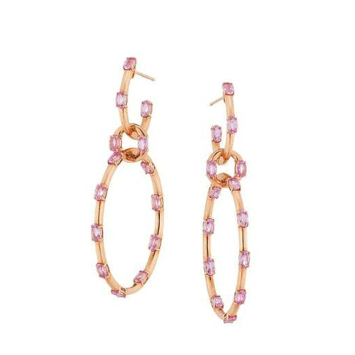 Etho Maria Jewelry - Dolce 18K Rose Gold Pink Sapphires Hoop Drop Earrings | Manfredi Jewels
