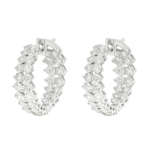 Etho Maria Jewelry - Gemini 18K White Gold Two Row Diamond Hoop Earrings | Manfredi Jewels