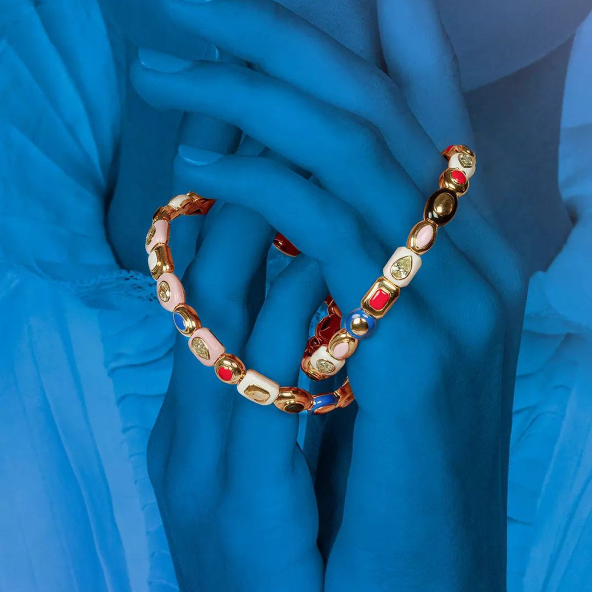 Etho Maria Jewelry - Harlequin 18K Yellow Gold One Yellow Diamond Station & Mixed Color Ceramic Bangle Bracelet | Manfredi Jewels