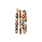 Etho Maria Jewelry - Harlequin 18K Yellow Gold Three Yellow Diamond Station & Mixed Color Ceramic Bangle Bracelet | Manfredi Jewels