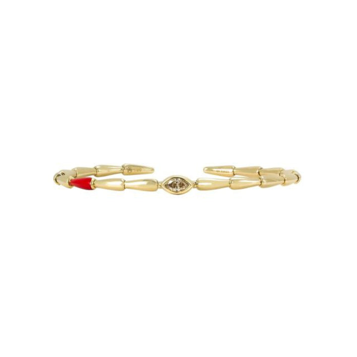 Etho Maria Jewelry - Noble 18K Yellow Gold Brown Diamond and Red Ceramic Bangle Bracelet | Manfredi Jewels