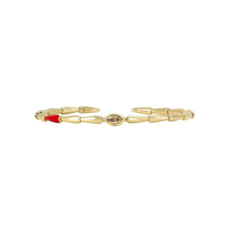 Etho Maria Jewelry - Noble 18K Yellow Gold Brown Diamond and Red Ceramic Bangle Bracelet (Copy) | Manfredi Jewels