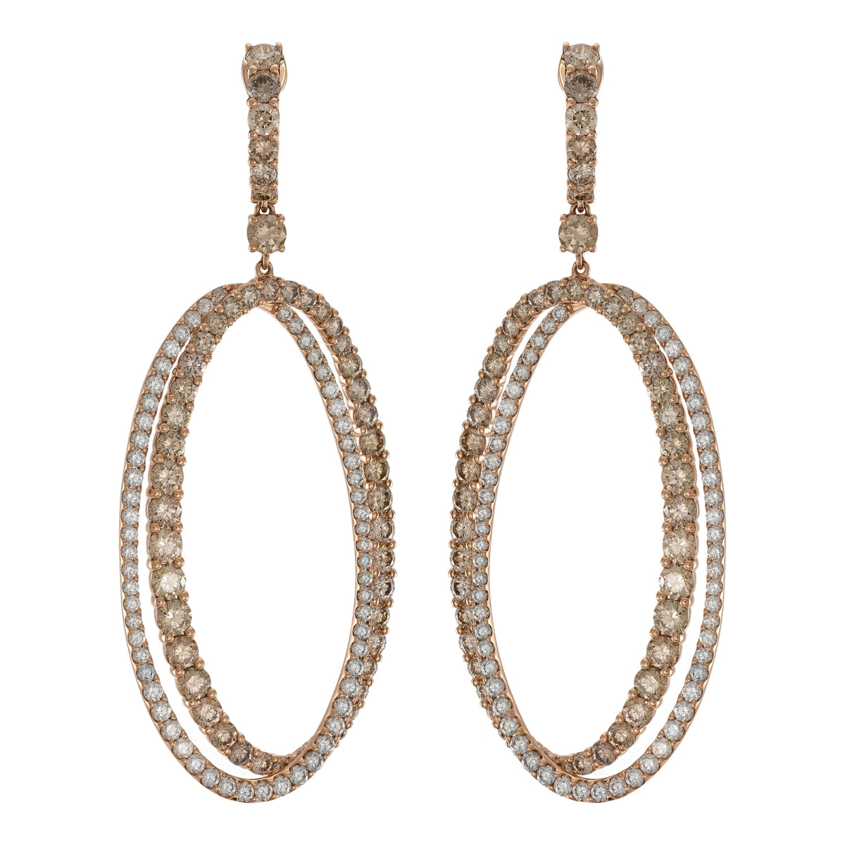 Etho Maria Jewelry - Tsiki 18K Rose Gold Brown and White Diamond Earrings | Manfredi Jewels