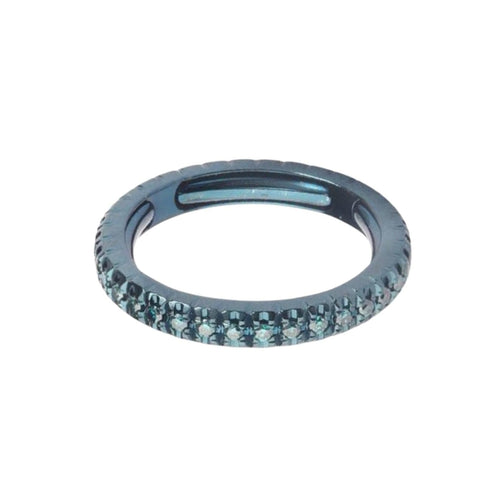 Facet Barcelona Jewelry - Contemporary 14K White Gold Blue Rhodium Treated Enternity Diamond Ring | Manfredi Jewels
