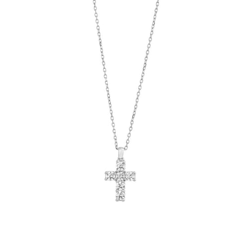 Facet Barcelona Jewelry - Classics 14K White Gold 0.5 ct Diamond Cross Pendant | Manfredi Jewels