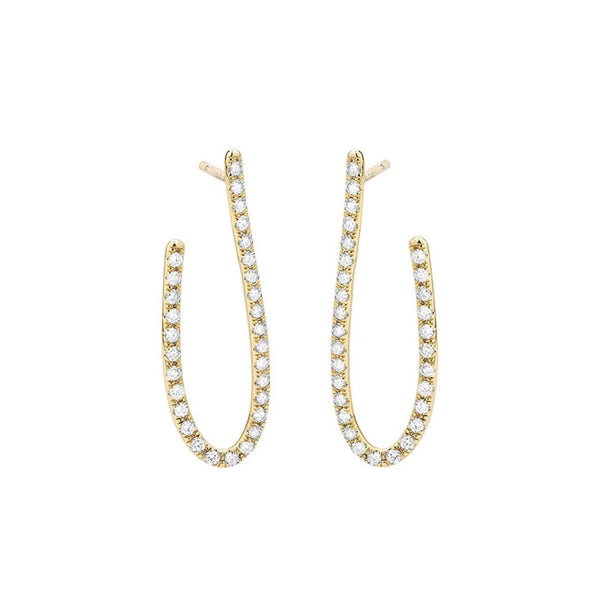 Facet Barcelona Diamond Fish Hook 14kt Yellow Gold Earrings - Jewelry