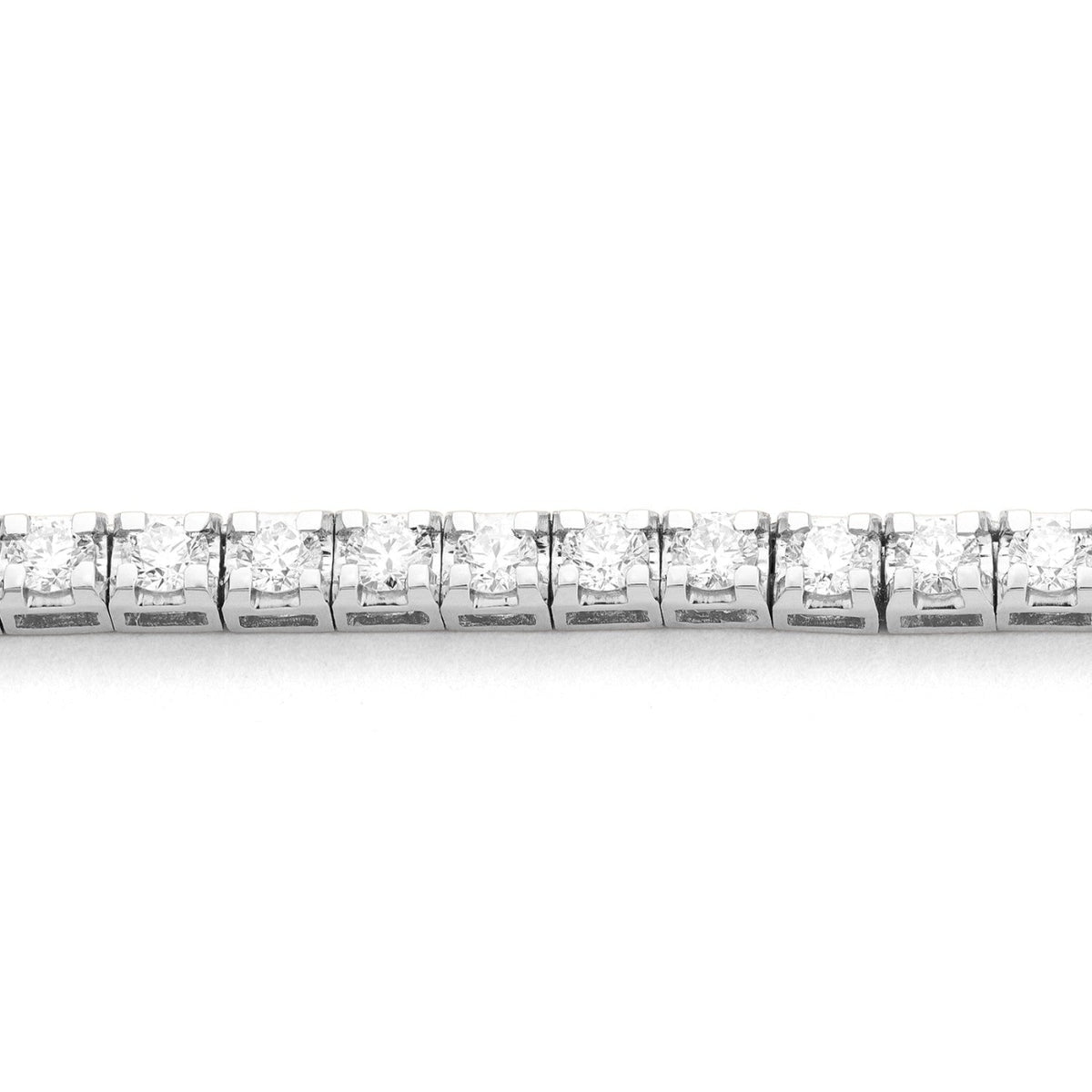 Facet Barcelona Jewelry - Tennis 14K White Gold 16.5 Inches Eternity 7 ct Diamond Straight Line Necklace | Manfredi Jewels