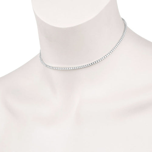 Facet Barcelona Jewelry - Tennis 14K White Gold 2.45 ct Diamond Chocker Necklace | Manfredi Jewels