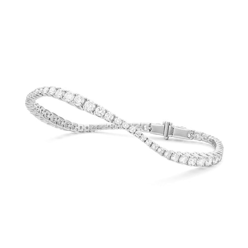 Facet Barcelona Jewelry - Tennis 14K White Gold 5 ct Diamond Waves Riviere Graduated Bracelet | Manfredi Jewels