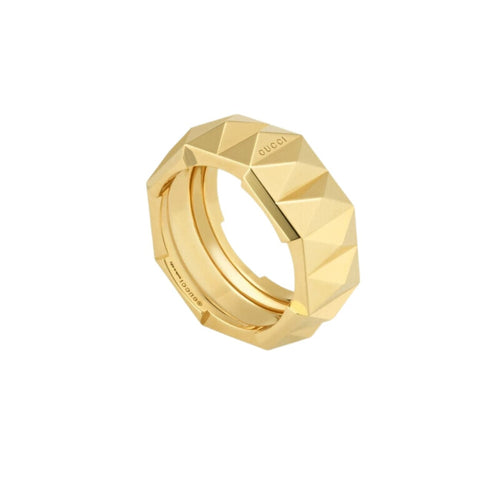 Gucci Jewelry - Link To Love 18K Yellow Gold Large Studded Ring | Manfredi Jewels