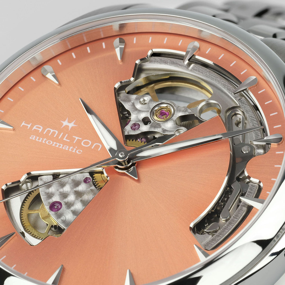 Hamilton New Watches - JAZZMASTER OPEN HEART AUTO - APRICOT SUNRAY | Manfredi Jewels
