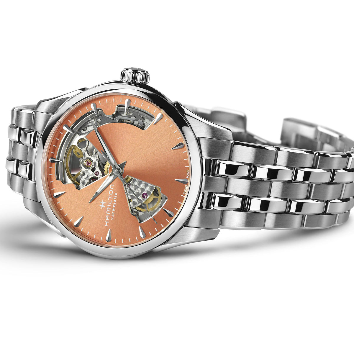 Hamilton New Watches - JAZZMASTER OPEN HEART AUTO - APRICOT SUNRAY | Manfredi Jewels