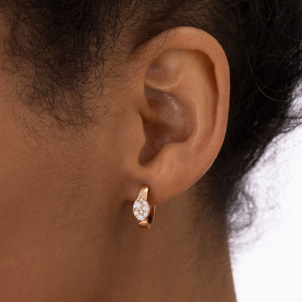 Hearts On Fire Jewelry - Tessa 18K White Gold Navette Multi Diamond Huggies Earrings | Manfredi Jewels