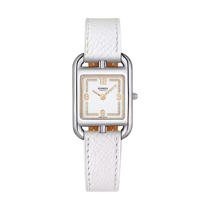 Hermès Watches - CAPE COD - WHITE LACQUERED DIAMOND SET MEDIUM WATCH | Manfredi Jewels