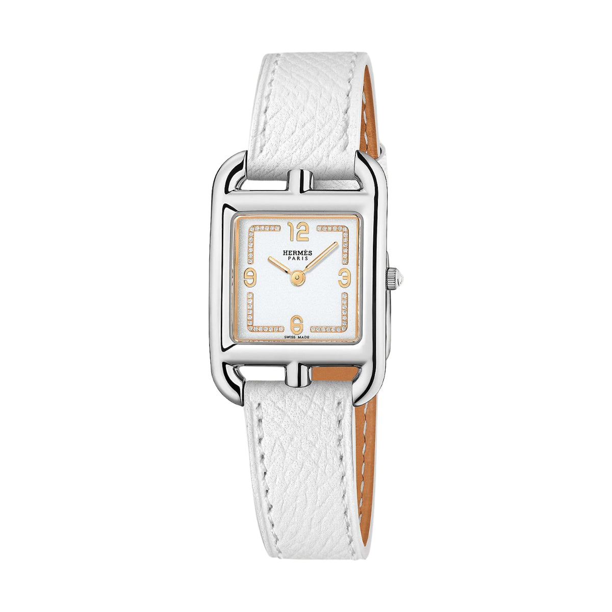 Hermès Watches - CAPE COD - WHITE LACQUERED DIAMOND SET MEDIUM WATCH | Manfredi Jewels