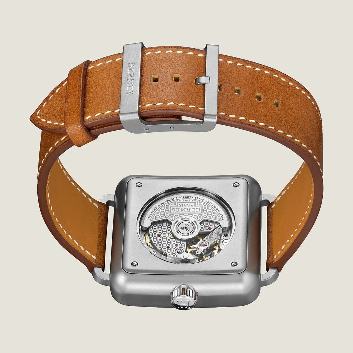 Hermès Watches - CARRÈ H - GRAINED SUNBURST DARK GREY EXTRA LARGE WATCH | Manfredi Jewels