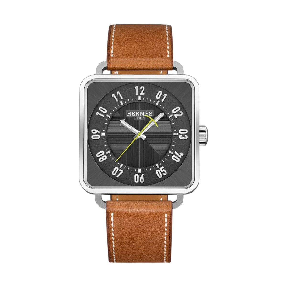 Hermès Watches - CARRÈ H - GRAINED SUNBURST DARK GREY EXTRA LARGE WATCH | Manfredi Jewels