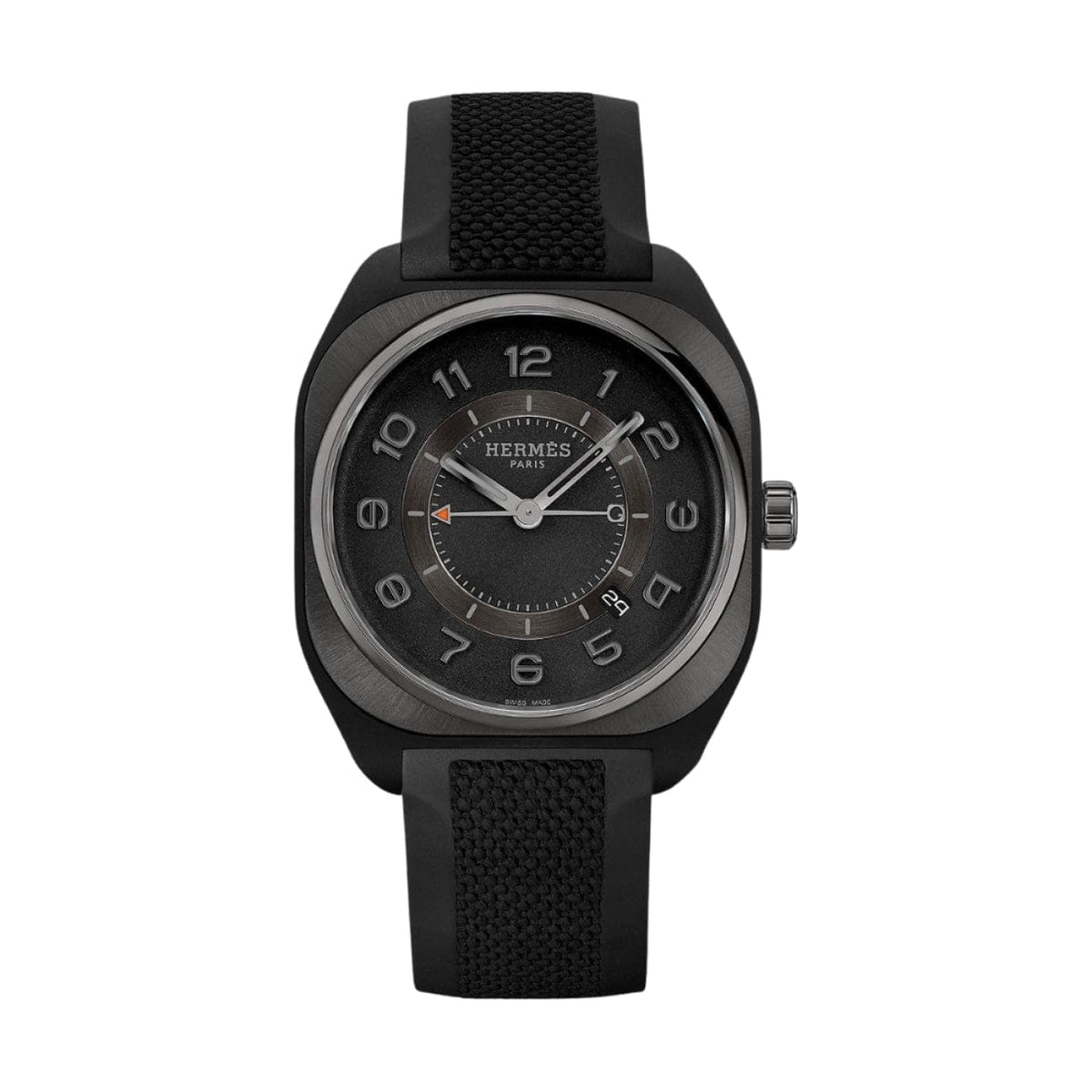 Hermès New Watches - H08 - GRAPHENE SUNBURST GRAINED EXTRA LARGE WATCH | Manfredi Jewels