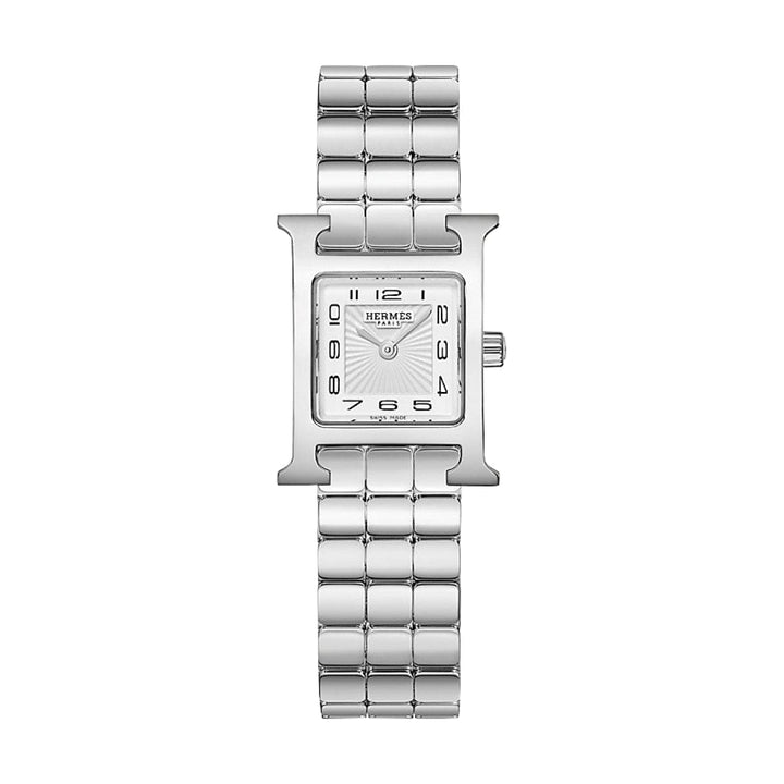 Hermès New Watches - HEURE H - SUNBURST WHITE MINI WATCH | Manfredi Jewels