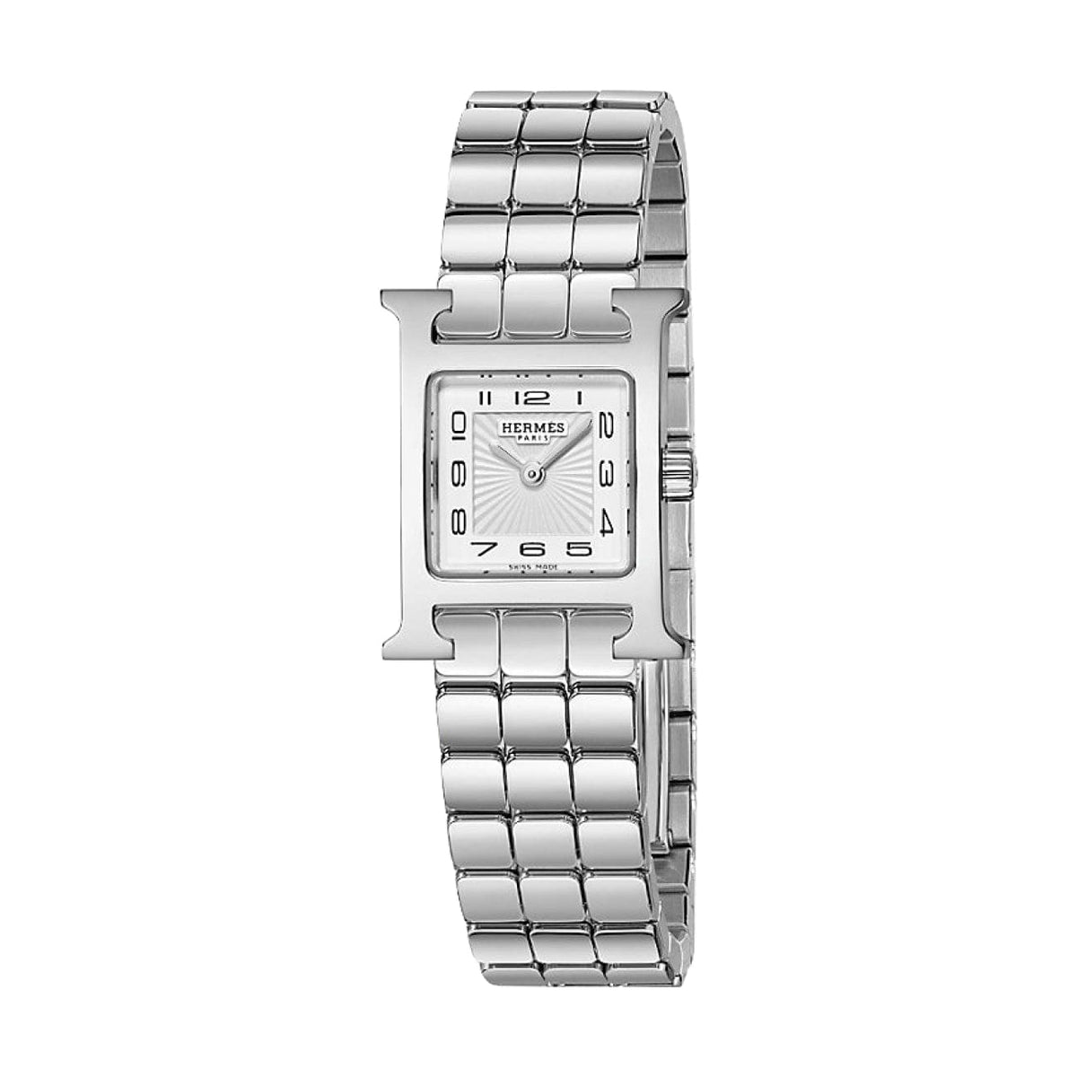 Hermès New Watches - HEURE H - SUNBURST WHITE MINI WATCH | Manfredi Jewels