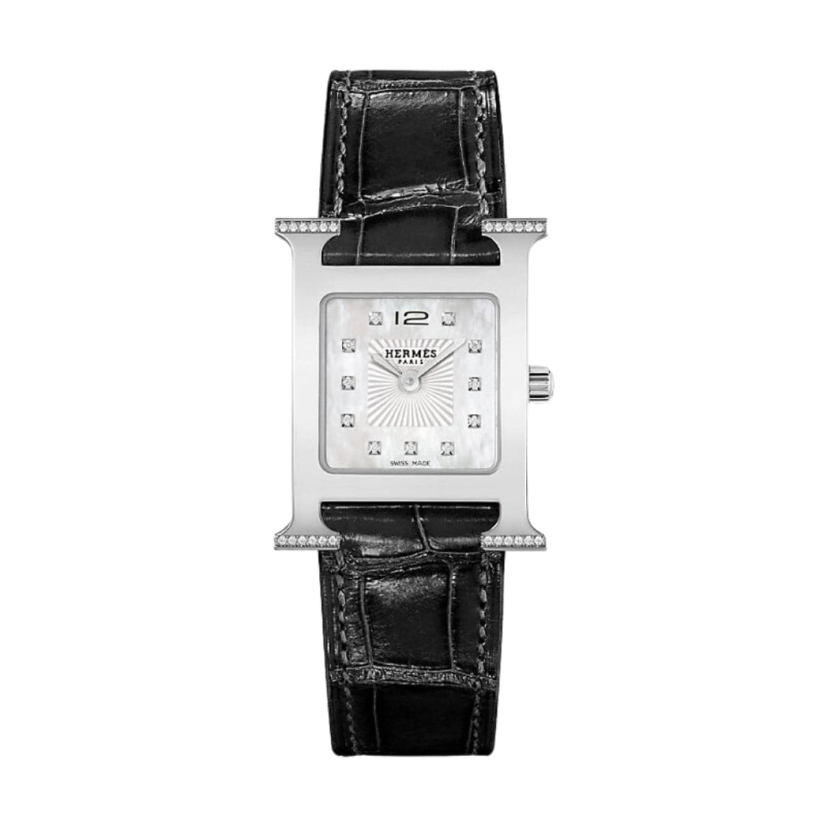 Hermès Watches - HEURE H - MOTHER OF PEARL DIAMOND SET SMALL WATCH | Manfredi Jewels