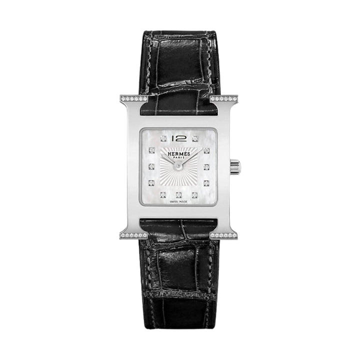 Hermès Watches - HEURE H - MOTHER OF PEARL DIAMOND SET SMALL WATCH | Manfredi Jewels