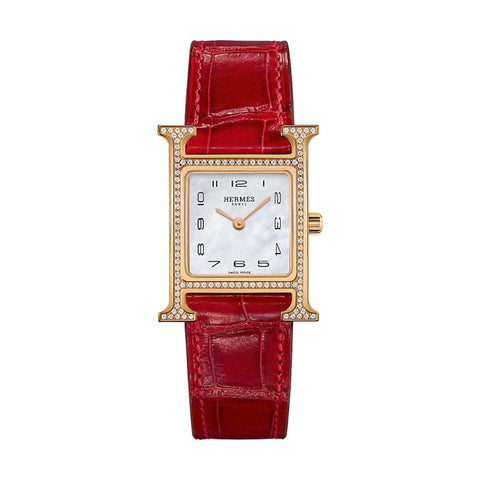HEURE H - MOTHER OF PEARL DIAMOND SET SMALL WATCH