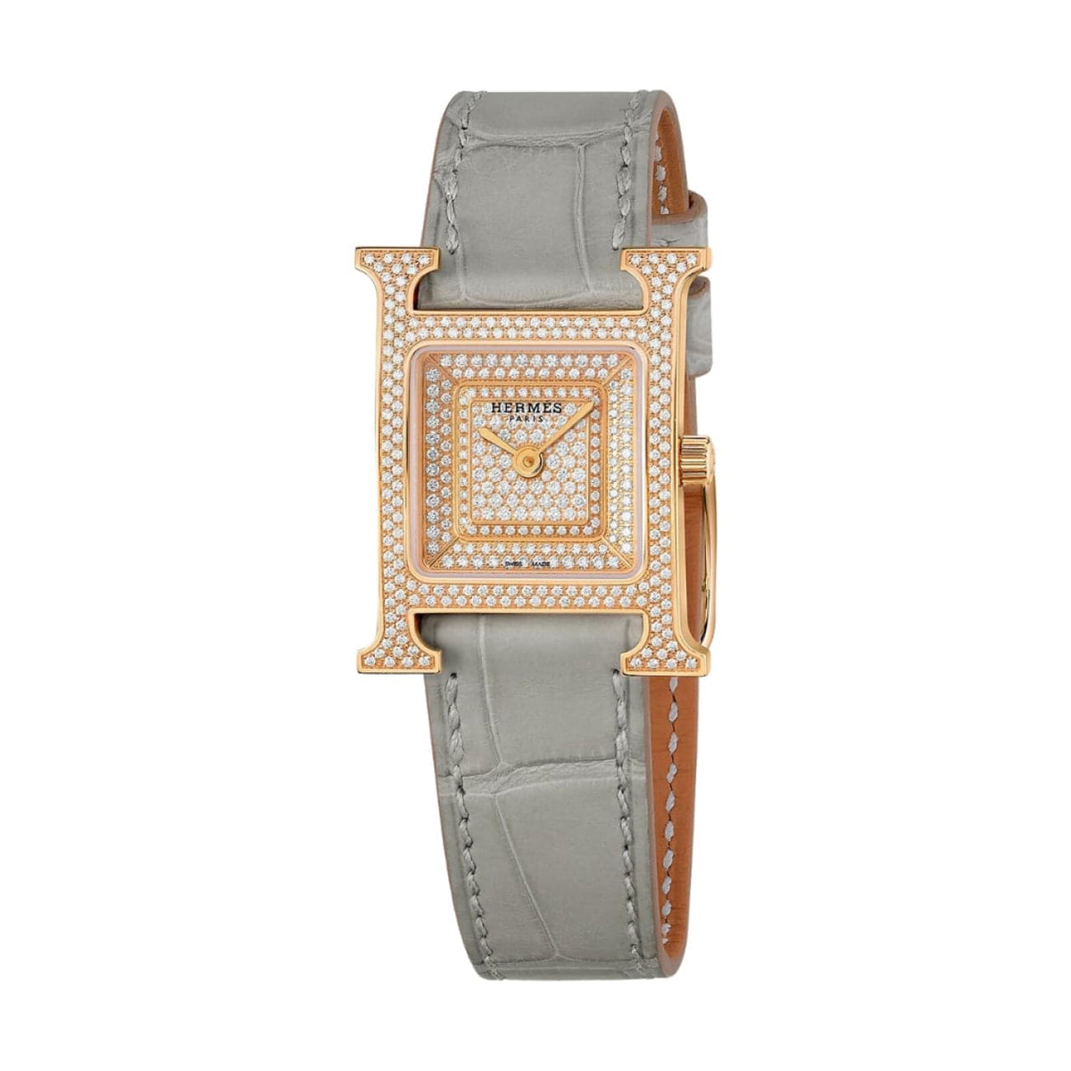 Hermès Watches - HEURE H - PAVÉ DIAMOND SET SMALL WATCH | Manfredi Jewels