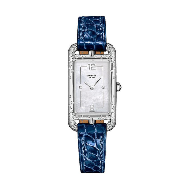 Hermès Watches - NANTUCKET - MOTHER OF PEARL DIAMOND SET MEDIUM WATCH | Manfredi Jewels