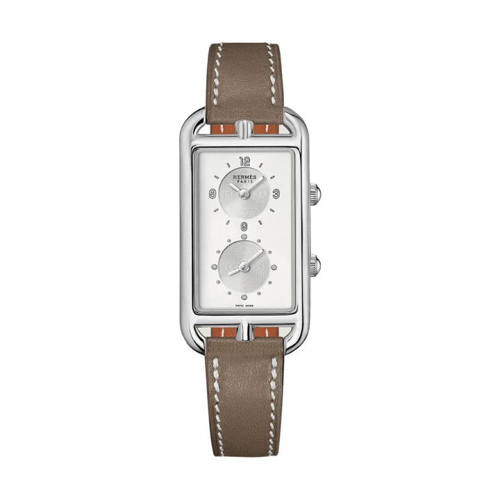 Hermès Watches - NANTUCKET - OPALINE DUAL TIME DIAMOND SET LARGE WATCH | Manfredi Jewels