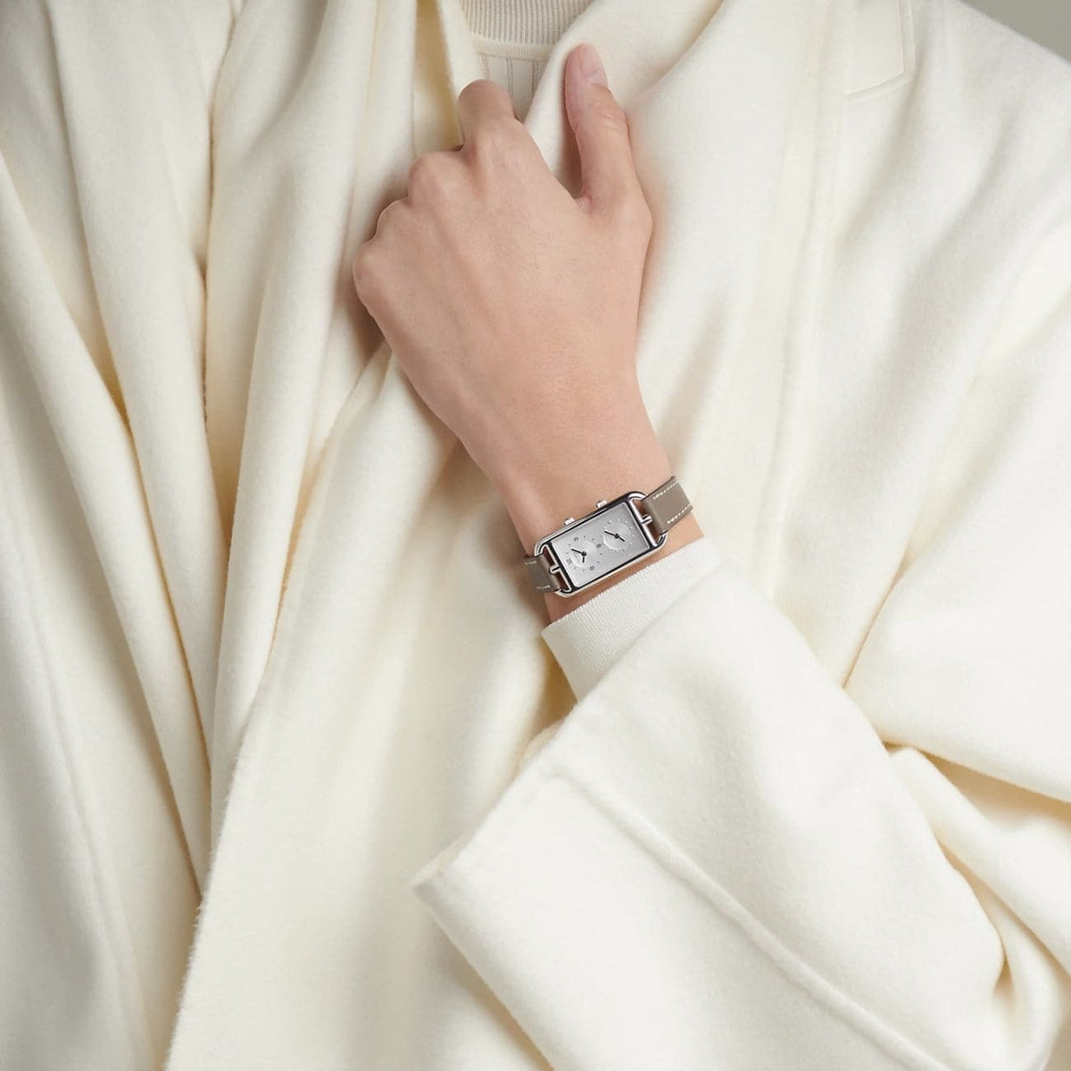 Hermès Watches - NANTUCKET - OPALINE DUAL TIME DIAMOND SET LARGE WATCH | Manfredi Jewels
