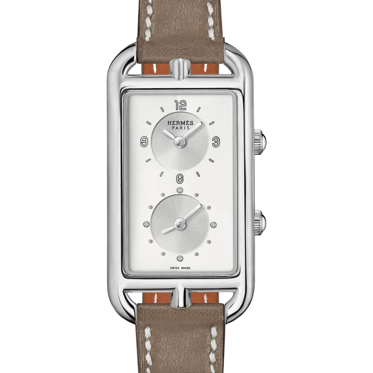 Hermès Watches - NANTUCKET - OPALINE DUAL TIME DIAMOND SET LARGE WATCH | Manfredi Jewels