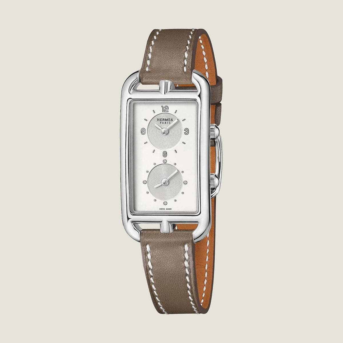 Hermès Watches - NANTUCKET - OPALINE DUAL TIME DIAMOND SET LARGE WATCH | Manfredi Jewels