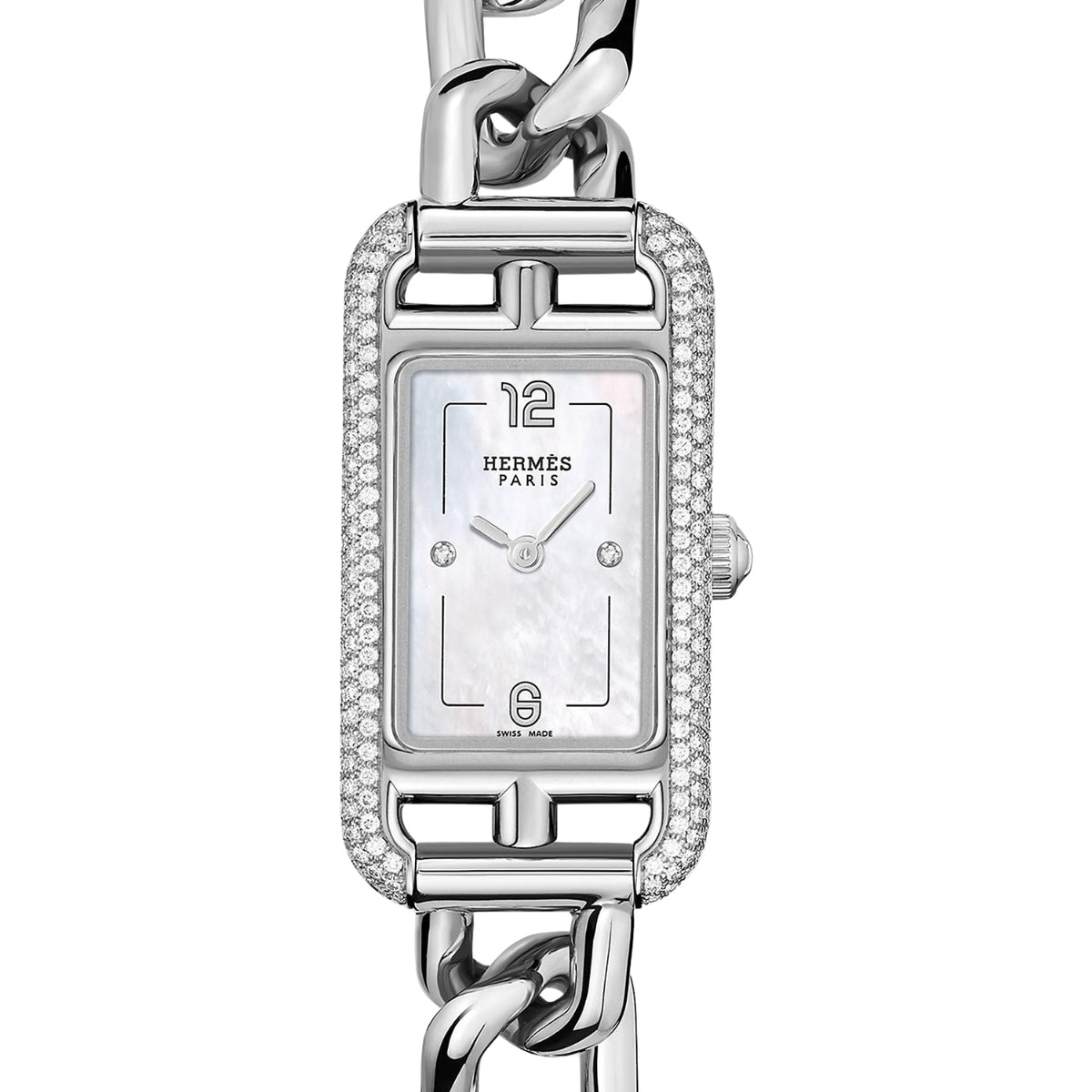 Hermès Watches - NANTUCKET - MOTHER OF PEARL DIAMOND SET SMALL WATCH | Manfredi Jewels