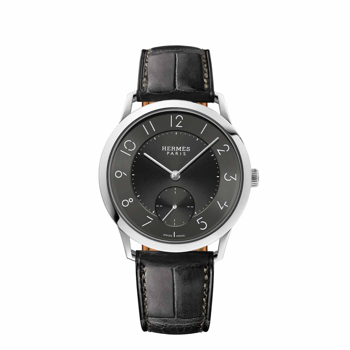 Hermès Watches - SLIM D - GRAINED DARK GREY HERMES LARGE WATCH | Manfredi Jewels
