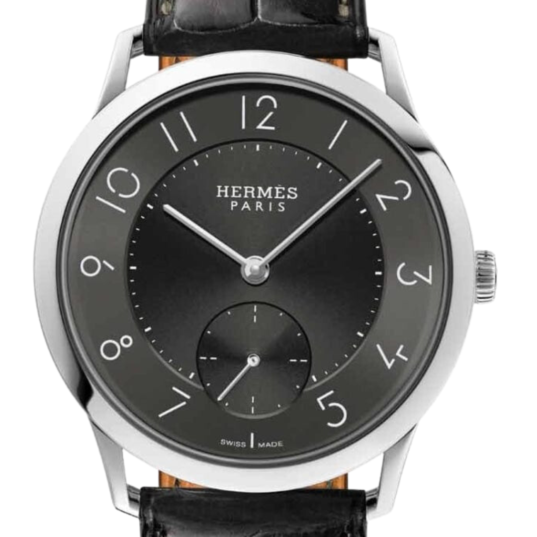 Hermès Watches - SLIM D - GRAINED DARK GREY HERMES LARGE WATCH | Manfredi Jewels