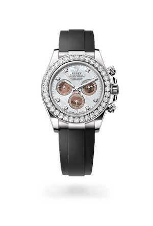 Rolex Cosmograph Daytona in White Gold and White and Black mother-of-Pearl set with Diamonds Dial, M126589rbr-0001| Manfredi Jewels
