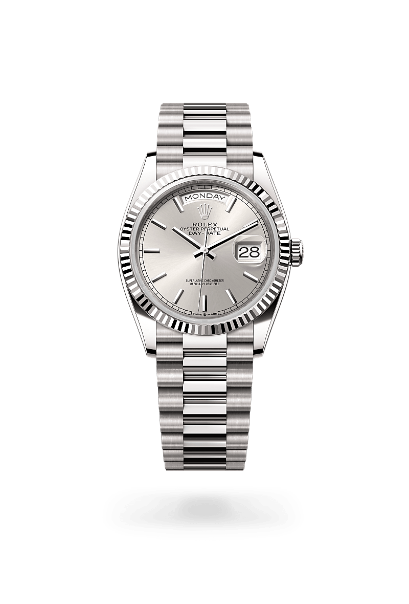 Rolex Day-Date 36 in White Gold and Silver Dial, M128239-0005 | Manfredi Jewels