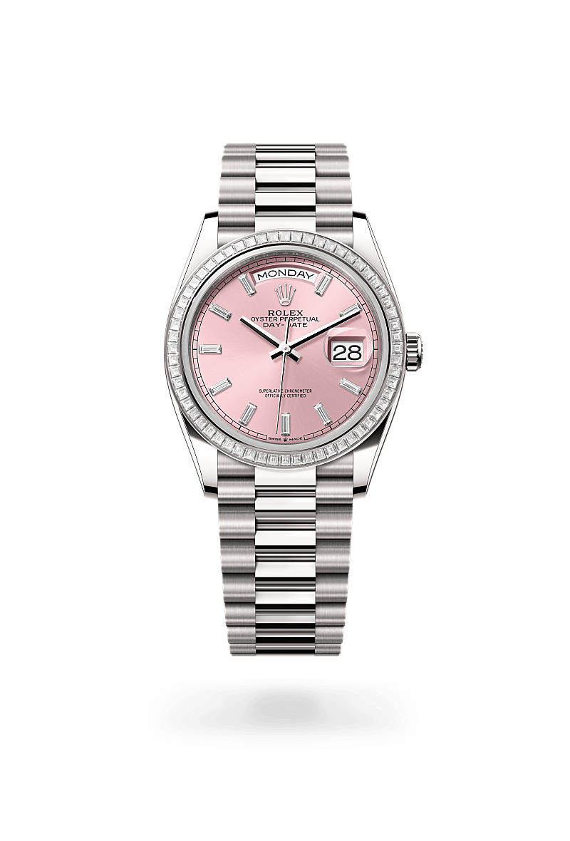 Rolex Day-Date 36 in White Gold and Pink set with Diamonds Dial,M128399TBR-0029 | Manfredi Jewels