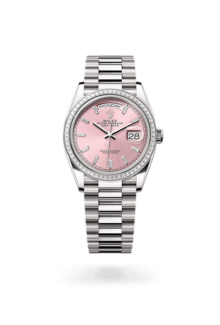 Rolex Day-Date 36 in White Gold and Pink set with Diamonds Dial,M128399TBR-0029 | Manfredi Jewels